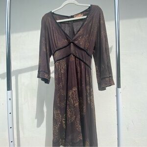 David Bitton Buffalo Brown & Tan Mandala Print Babydoll Dress Size Large